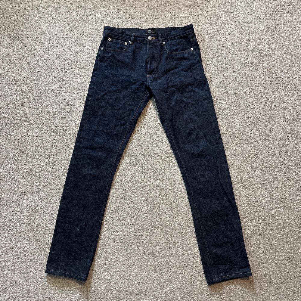 APC Petit Standard Jeans Droit Etroit Selvedge Blue Button Fly Size 27/31
